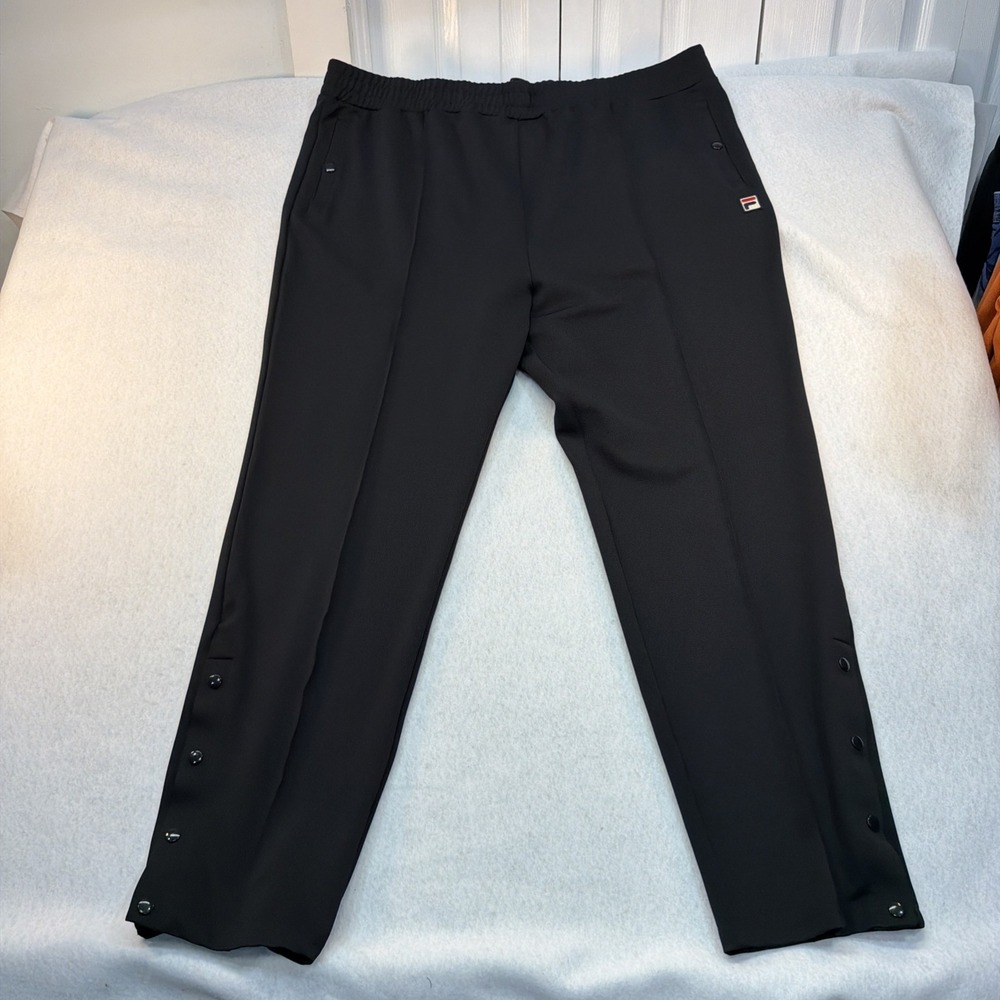 FILA Jogger Pants Mens 4XL‎ Black Zip Pocket Elastic Waist Athletic Casual